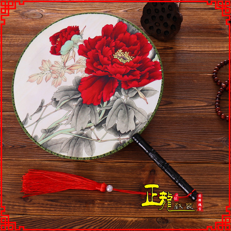 常山古典中国风团扇空白扇跳舞蹈扇 真丝宫扇